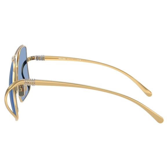 New MIU MIU Sunglasses MU A55S 5AK30U Gold Metal Square Blue Lens Oversized - Picture 3 of 7